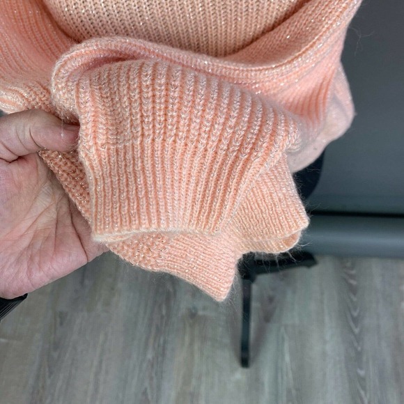 Vintage Spring Seasons Peach Pink Silver Metallic Long Sleeve Sweater Size Small - Picture 3 of 6